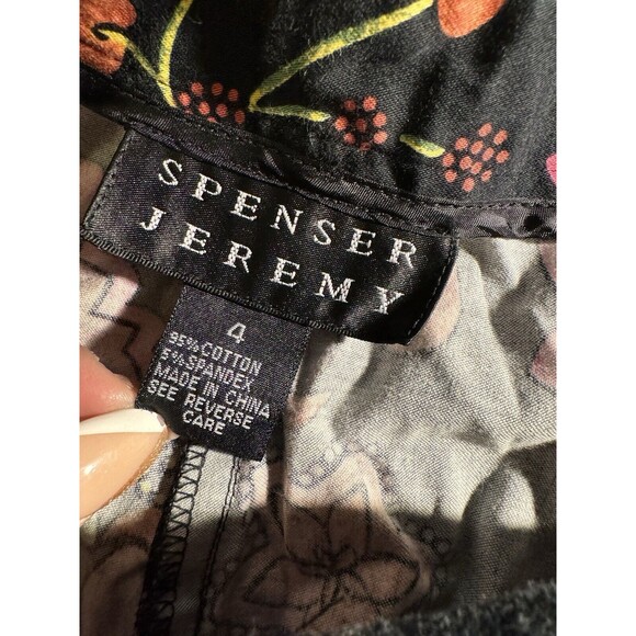 VTG Spenser Jeremy l Vintage 90’s Flower Print Capris 4 Black, orange and pink - Picture 2 of 11